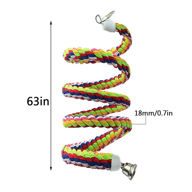 Tayfremn 2pcs 63in Bird Perch Rope Bungee Parrot Toy - Pure Natural Cage Chewing Toy - Image 2